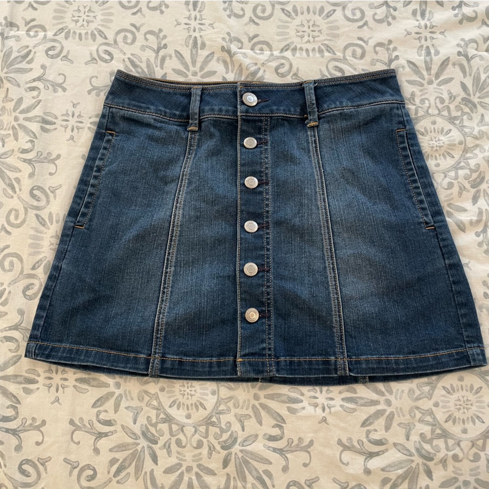 American Eagle Stretch Button Down Denim Skirt - image 1